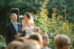 Sticks Objects of Art in Des Moines wedding with father walking his daughter down the aisle.