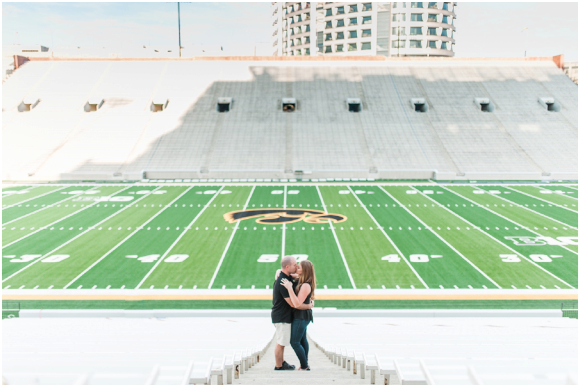 Nick + Liz | Epic Kinnick Stadium Engagement || Iowa City Wedding Photographer