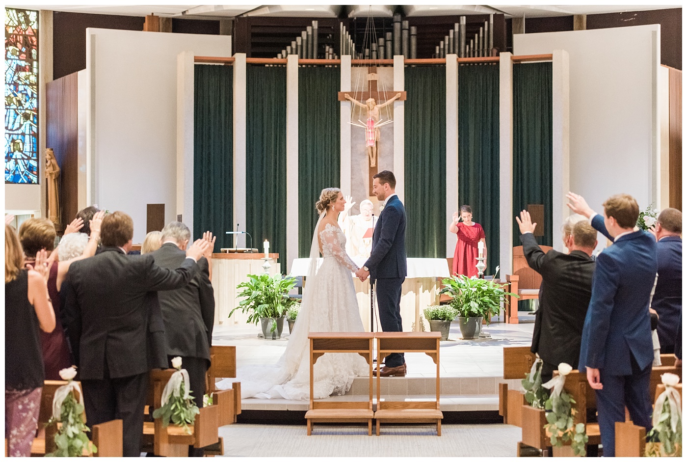 Stephanie Marie Photography All Saints Catholic Church Ceremony Celebration Farm Reception Cedar Rapids Solon Iowa City Wedding Photographer Emily Jake Raecker_0035-1.jpg