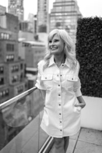 Black and white NYC branding photography on a rooftop